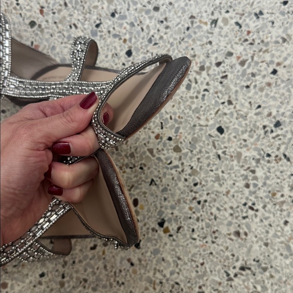 Antonio Melani silver rhinestone embellished heels open toe 8.5 formal cocktail - Picture 4 of 7